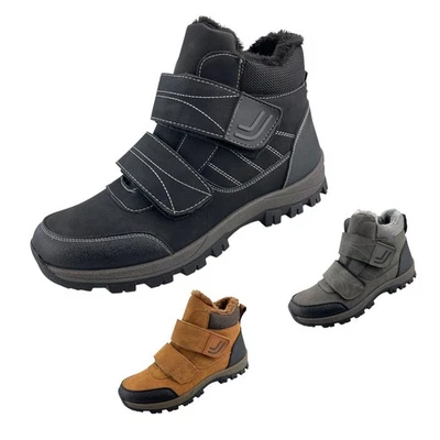 DVINA Herren Stiefel Klett Boots Stiefeletten Winterstiefel Warmfutter Klettverschluss