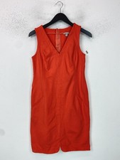 Banana Republic Orange Plain Sheath Knee Length Dress Sleeveless Zip UK 10