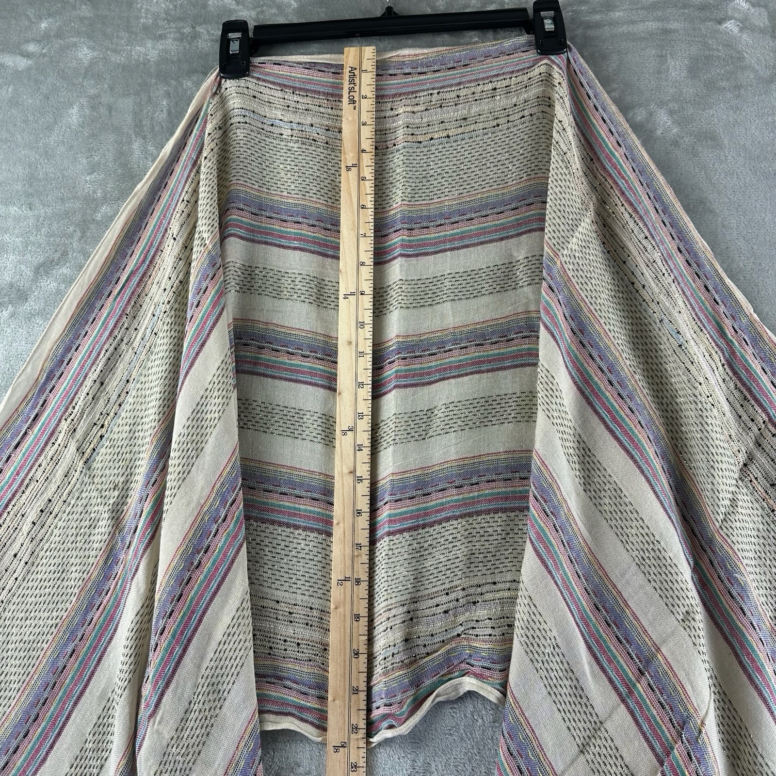 Rectangular Scarf Ivory w/ Multicolored Stripes F… - image 2