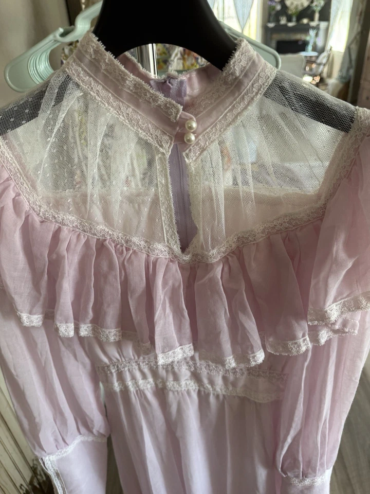 Vestido Vintage Años 70 Gunne Sax por Jessica Maxi Pradera Cottagecore Encaje 7 Boho Foto 2 de 4