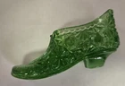 Vintage Light Emerlad Green Mini Glass Daisy Button Princess Shoe Slipper #113