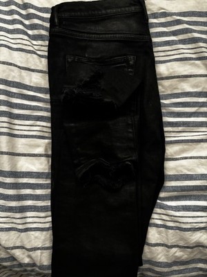 Purple Brand Black Distressed Skinny Slim Fit Denim Jeans Logo
