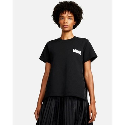Nike x Sacai Women Short Sleeve Black Pleated Back T-Shirt CV5716