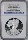 2007 W Proof American Silver Eagle Early Releases NGC PF70 Ultra Cameo