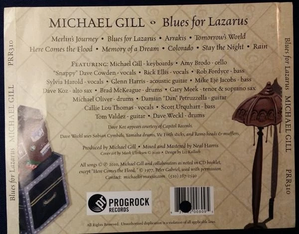 Michael Gill Blues Für Lazarus CD USA Progrock 2010 Versiegelt PRR310 - Bild 2 von 4
