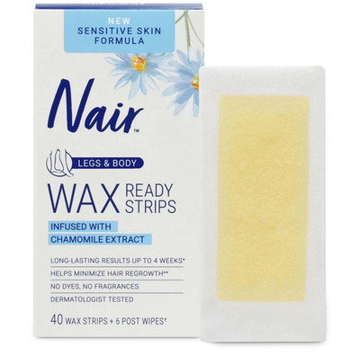 Nair Sensitive Wax Strips Hair Removal Legs Body 40 Count Smooth Skin Damage Box