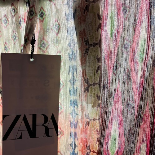 Zara Wide Leg Ikat Print Pants Women's Size S Multicolor Sheer NWT - Picture 6 of 18