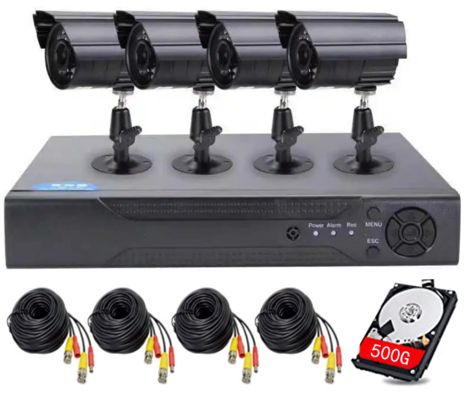 With 4pcs 1080p Metal Waterproof Surveilla...