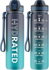 Water Bottle with Straw, 32oz Motivational Water Bottles with Time Marker to Dri