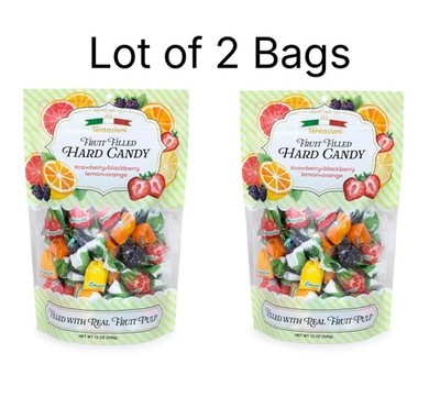 2 Bags  Tentazioni Italian Hard Candy With Real Fruit Pulp 12 Oz Ea/24 Oz Total