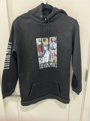 Taylor Swift Eras Tour Hoodie Sweatshirt Kids L Black Fleece Pullover