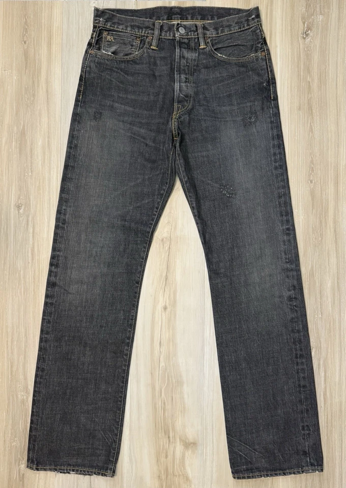 RRL Ralph Lauren Doble RL Bajo Recto Japón Tejido Ribete Denim EE. UU. 32x34 Foto 2 de 4