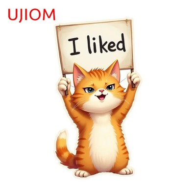 UJIOM Cat Raise A Placard Wall Sticker Kitchen Cupboard Decoration Anime Decal