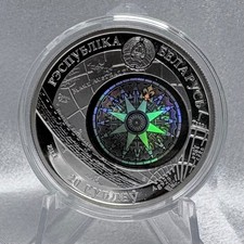 2011 Belarus 20 Roubles Kruzenshtern Silver .925 Coin hologram [A2]