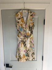 GUESS Women's Lydia Linen Belted Shirtdress Floral Print Multi Size L