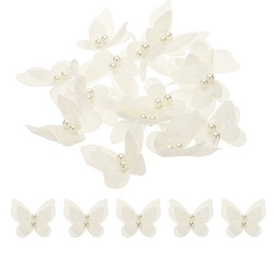 Lace butterfly border, 15pcs, beige org, for sewing