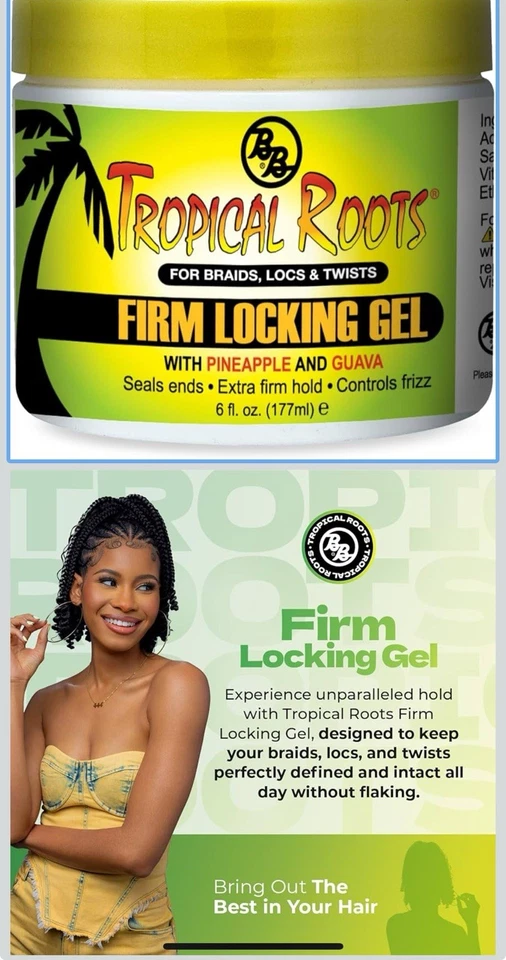 Gel de bloqueo firme Bronner Bros Tropical Roots sujeción fuerte para trenzas y giros 6 oz Foto 3 de 4