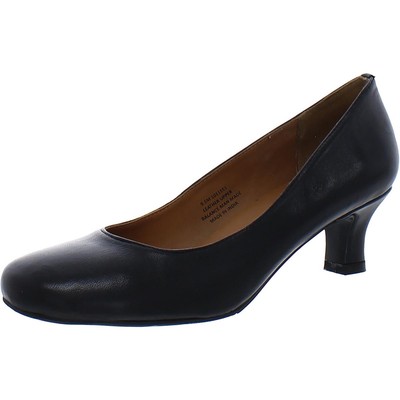 Array Womens Flatter Black Leather Kitten Heels Shoes 9.5 Medium (B,M) BHFO 9868