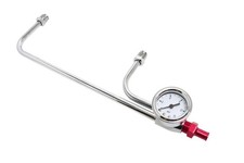 Holley Carburetor Fuel Line & Gauge Kit 4150 Dual Feed Double Pumper Chrome Line