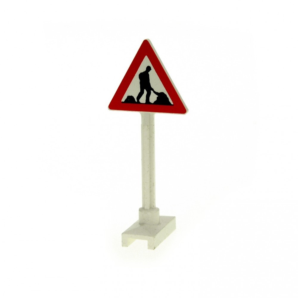 1x LEGO Traffic Shield Triangle Red White Construction Dick 2 Heap 6315 649pb10a