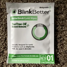 Blink Better Tea Tree Oil Eyelid Wipes 16 Wipes Natural.Great For Travel. Sealed