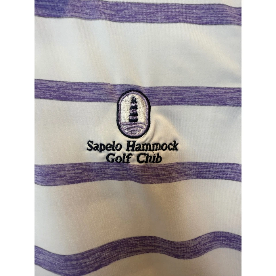 Polo de golf FootJoy sin mangas a rayas Sapelo hamaca club de golf atlético grande Foto 3 de 4