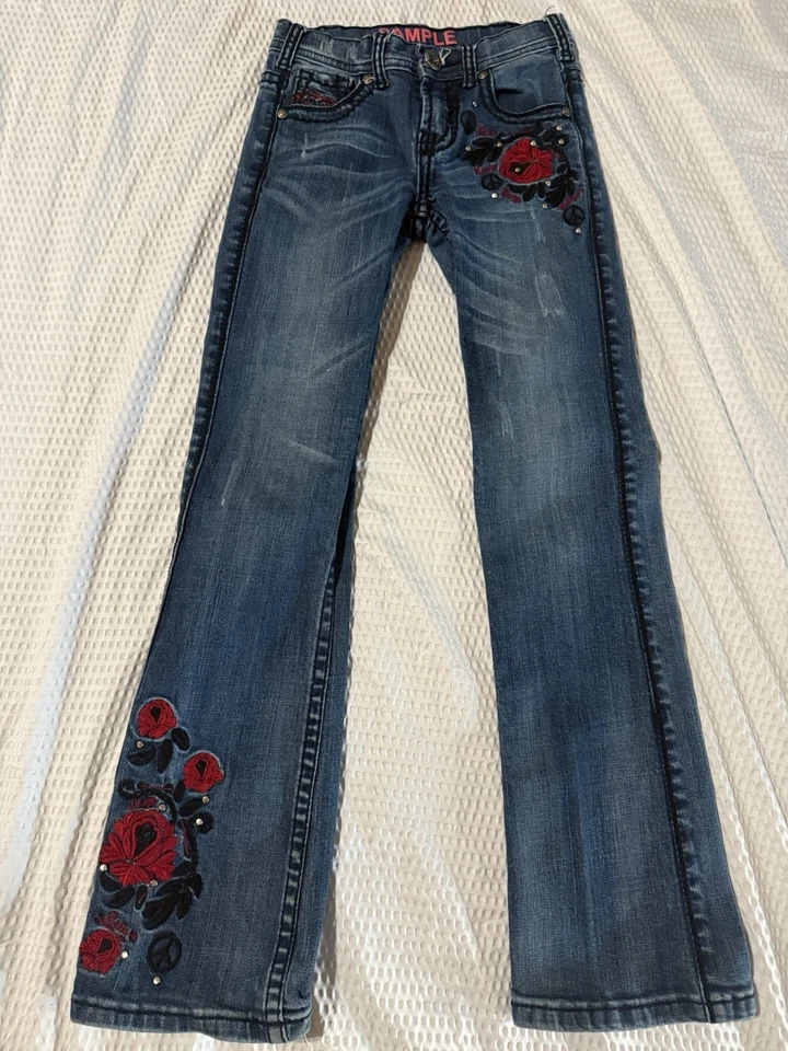 Jeans Cowgirl Tuff Co. Bootcut Niñas Talla 8 Azul Denim Western Rodeo Juvenil Foto 3 de 4