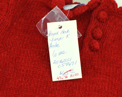 Offres JACADI Girl's Aide Lacquered Red Crew Neck Acrlyic Sweater Sz: 6 Months NWT $63