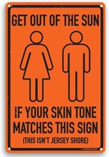 Get Out Of The Sun 12" x 8" Funny Tin Sign Beach Home Pool Tiki Bar Decor