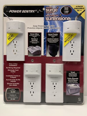Power Sentry Wall Plate Surge Protector 4 pack; Phone, Coaxial Connections