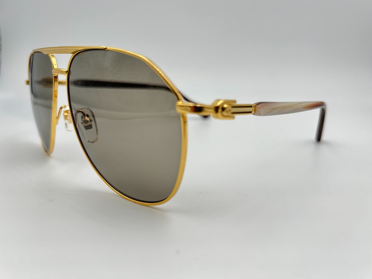 Gucci Sunglasses GG1220S 002 Gold Brown 59-14-145 Aviator | eBay
