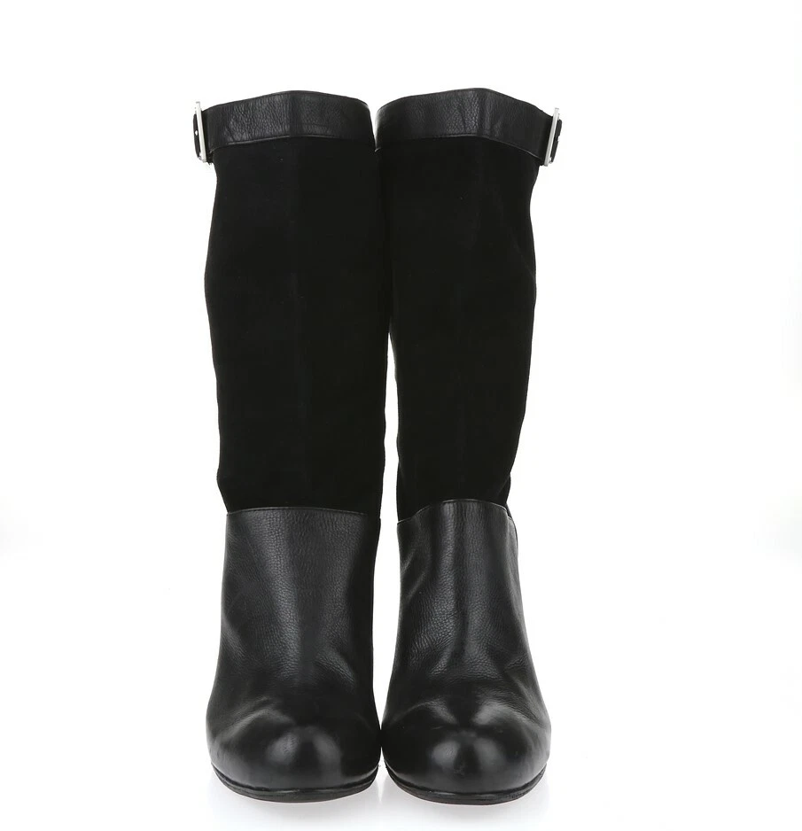 Botas para mujer Rachel Zoe Claudia 228610 cuero negro media pantorrilla talla 8 Foto 3 de 4