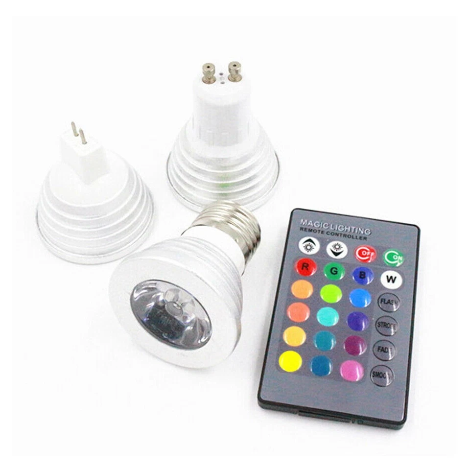 RGB LED Spotlight Bulbs GU10 MR16 GU5.3 E27 Color Change+ Remote Control Lamp BC - Image 3 of 4