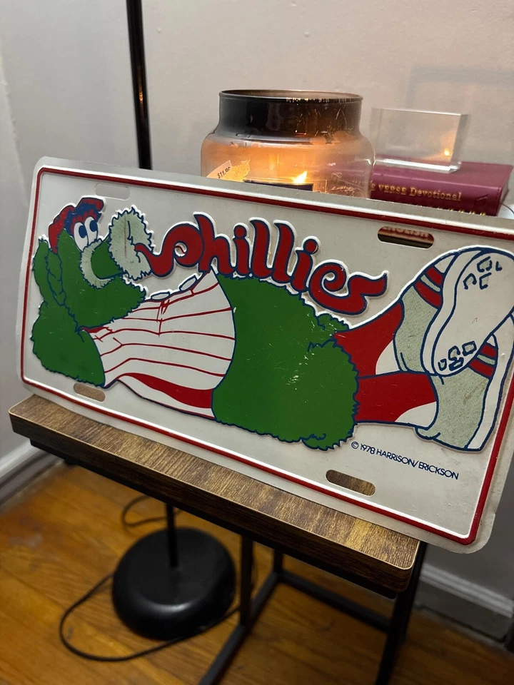 Placa de licença de metal vintage Philadelphia Phillies Phanatic 1978 rara! - Imagem 2 de 3
