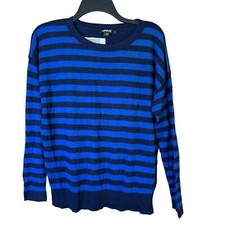 DKNY Women's Blue/Navy Striped Crew Neck Pullover Sweater Size appx M/L P