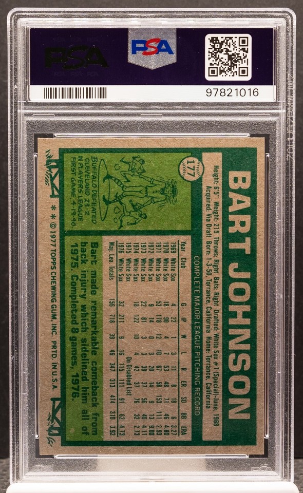 97821016 Bart Johnson 1977 Topps 177 PSA 9 White Sox eBay