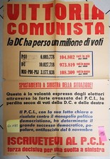 Manifesto PCI partito comunista italiano vittoria comunista DC msi pdi PLI 