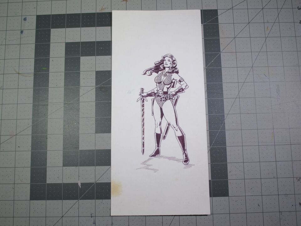 vtg 1970s original comic art - Robb Phipps Red Sonja concept sketch B Comic Art