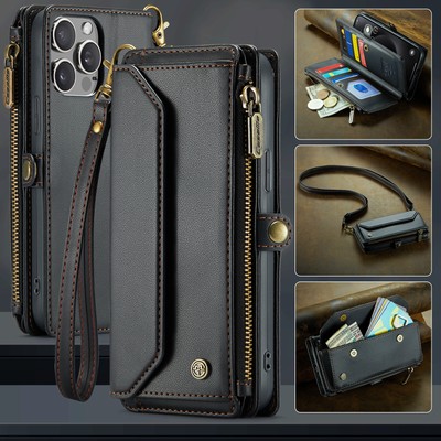 Leather Case For iPhone 16 Pro 15 14 13 12 11 SE 7 8 XR Flip Card Wallet Cover