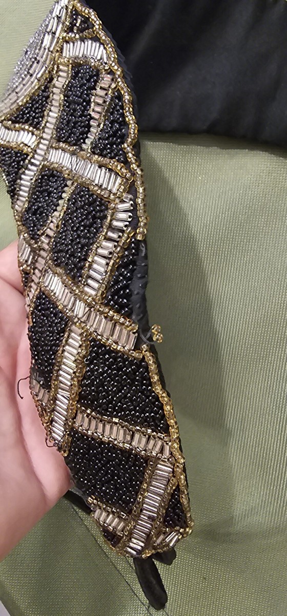 Vintage Belt Milor Black &silver Sequin Beaded wide Belt  display picture 2
