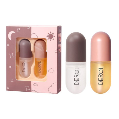2 Pcs Lip Plumper Set Natural Makeup Plumping Lip Gloss Lip Care Serum Kit for D