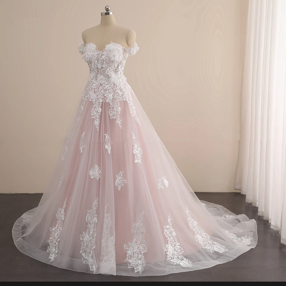 Wedding dress with pink roses cheap