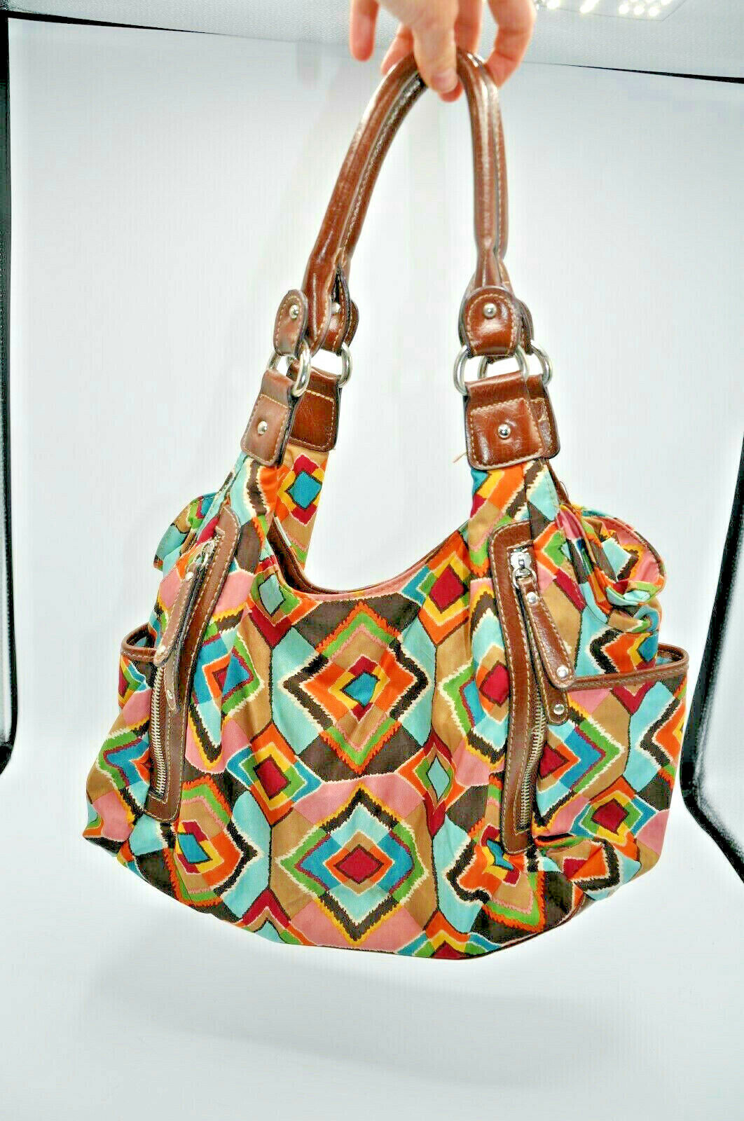 Rosetti Multi Colored Diamond Shape Pattern Purse… - image 1