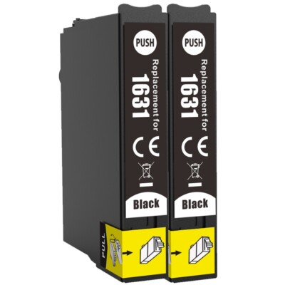 2 schwarze Tintenpatronen für Epson WorkForce WF-2010W WF-2510WF