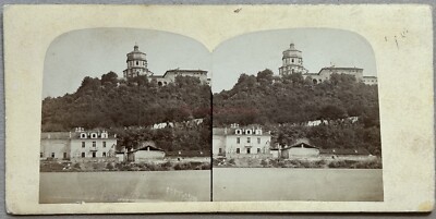ITALIEN Turin Mont Dei Cappucini C1860 Foto Stereo Vintage Albumin - Fleck