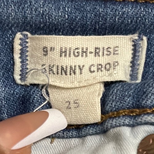 Madewell Jeans Size 25 Blue 9" High-Rise Skinny Crop Distressed Denim Bottoms - Picture 6 of 10