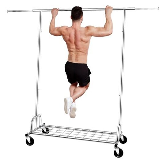 Clothes Rack Heavy Duty Load 480LBS, Grament Rack with Extensible Size, Silver-image
