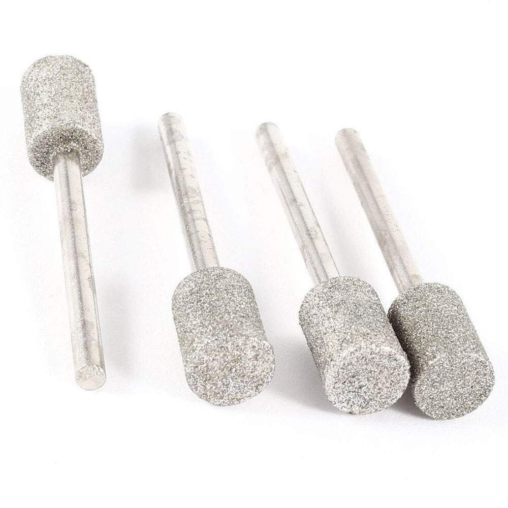 10pcs Diamond Grinding Bits 8mm Cylinder Head Diamond Burr Bits Mounted Point Ro