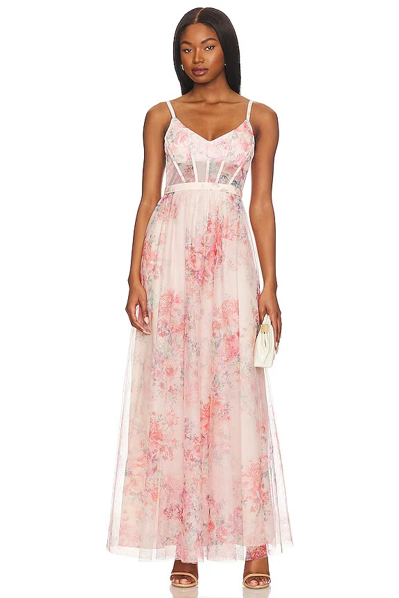 SALE!【BCBG MAXAZRIA】花柄ドレス NWT BCBG Maxazria Black Gold Floral Layered Silk Chiffon