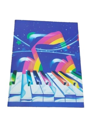 Vintage 1989 LISA FRANK Rainbow Music Piano Keys School Folder Starry Sky RARE